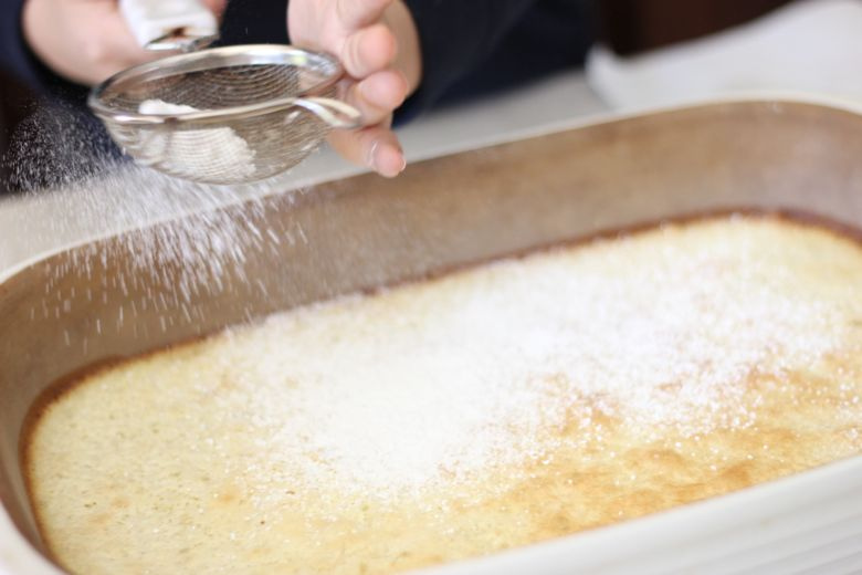 Lemon Bars sprinkled with powdered sugar.