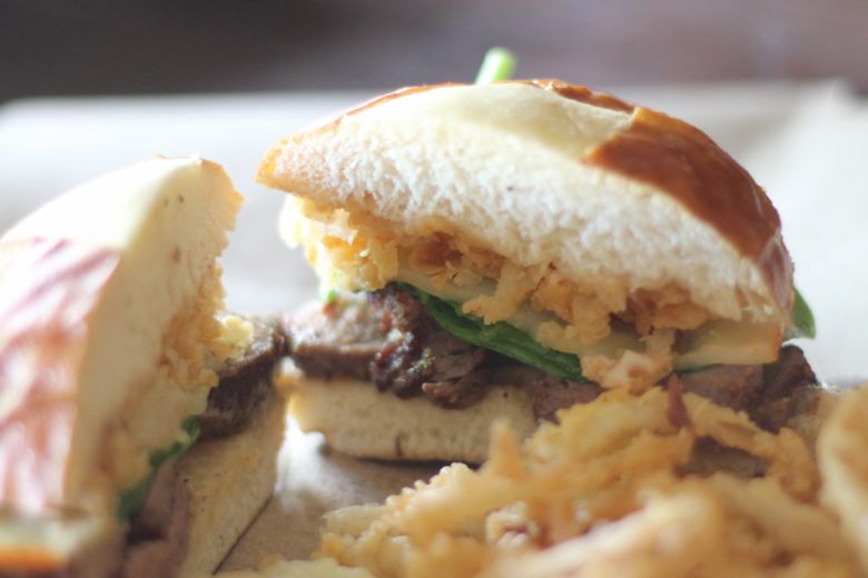 Steak Sandwich with Onion Straws