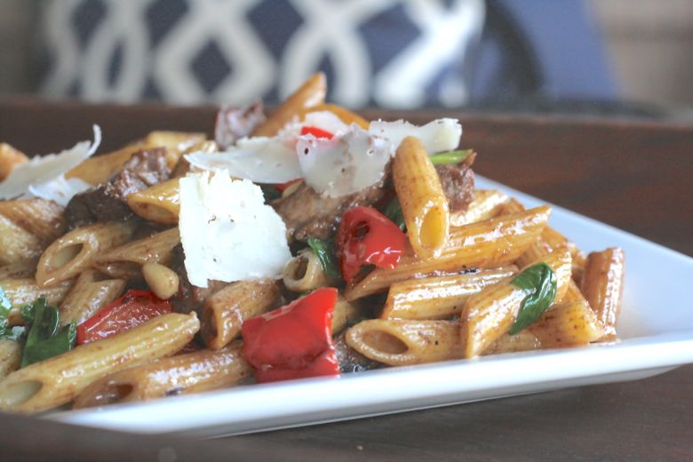 Balsamic Butter Penne With Roasted Red Peppers