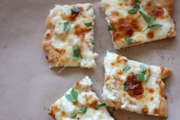 Garlic Chicken Pizza slices.  