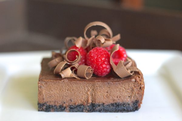 Chocolate Cheesecake with Raspberries.