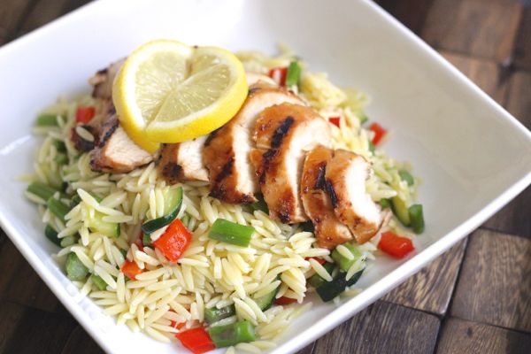 Lemon Garlic Orzo With Roasted Vegetables