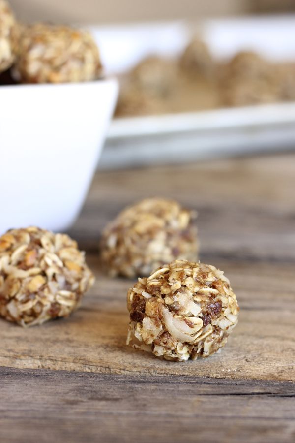 Honey Oat Energy Bites on a board.