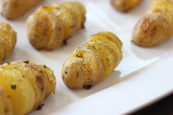 Parmesan Roasted Petite Yukon Gold Potatoes on a serving plate. 