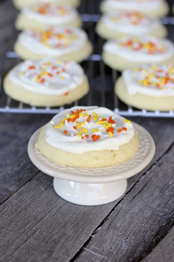 Greek Yogurt Soft Sugar Cookie on a serving plate.  