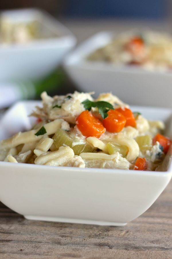 Easy Chicken and Noodles in a bowl.