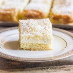 Greek Yogurt Cream Cheese Lemon Coffee Cake - Sweet and moist with a light lemon flavor and a creamy, crumbly topping