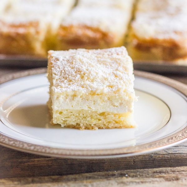 Greek Yogurt Cream Cheese Lemon Coffee Cake - Sweet and moist with a light lemon flavor and a creamy, crumbly topping