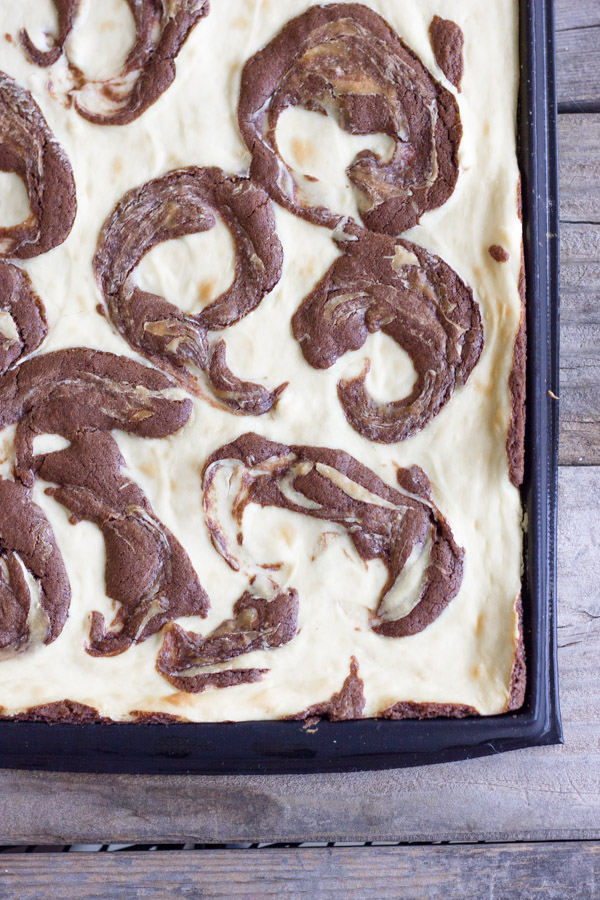 Cheesecake Swirled Fudge Brownies in the Silpat Entremet baking pan.