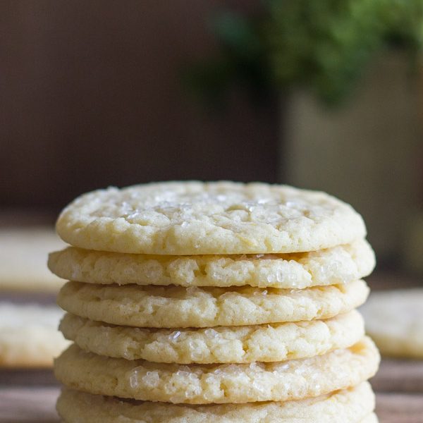 A thin, delicate, buttery sugar cookie with a hint of lemon and a sprinkle of sparkling sugar on top.