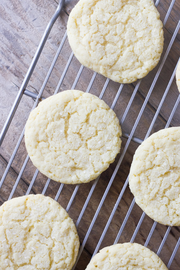 Bakery Style Sugar Cookies on a cooling rack.  