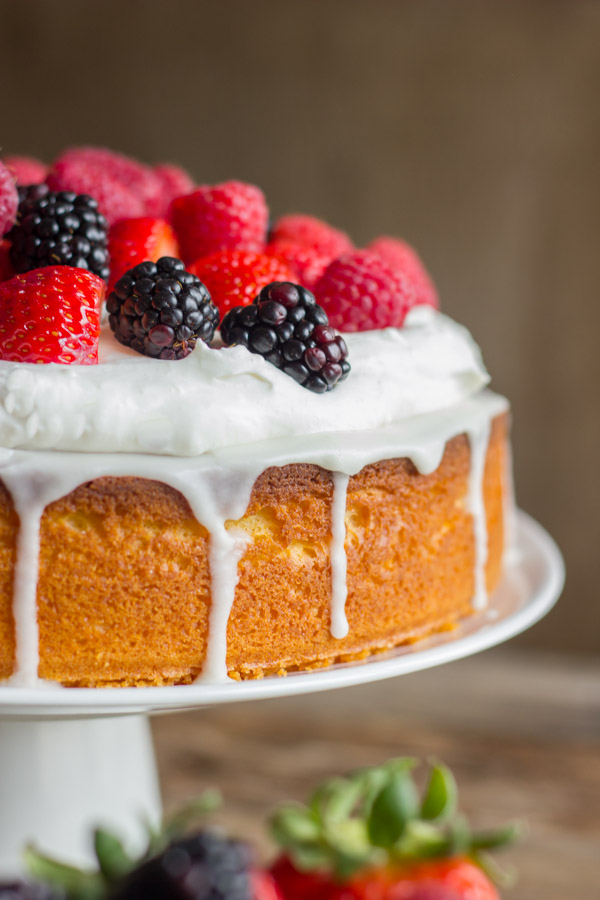 Starts with a yellow cake mix, and lightened up with Greek yogurt.