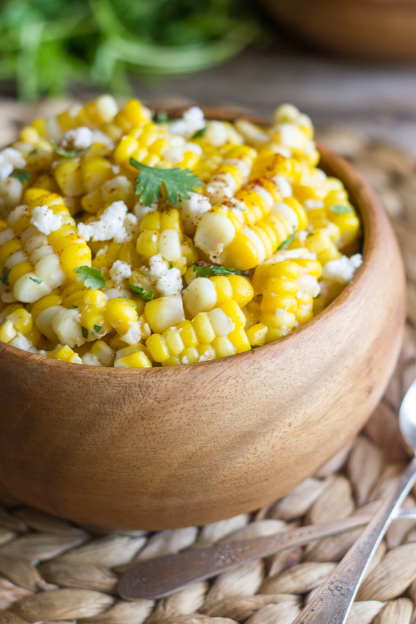 Chili Lime Sweet Corn Salad in a bowl.  