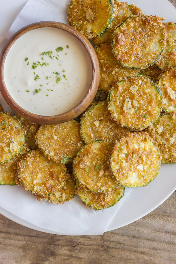 Pita Chip Fried Zucchini - zucchini breaded with pita chip crumbs and fried to golden brown perfection!