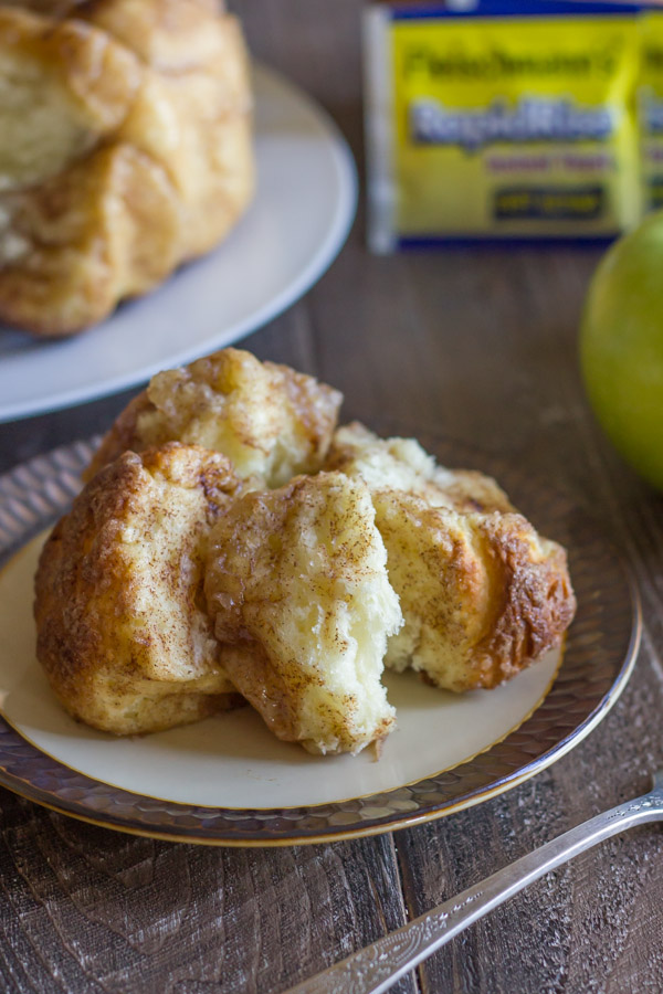 Apple Cinnamon Pull Apart Bread serving on a plate.  
