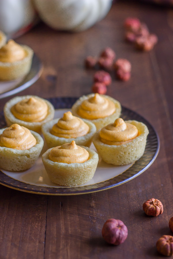 Easy Mini Pumpkin Pie Tarts on a plate.