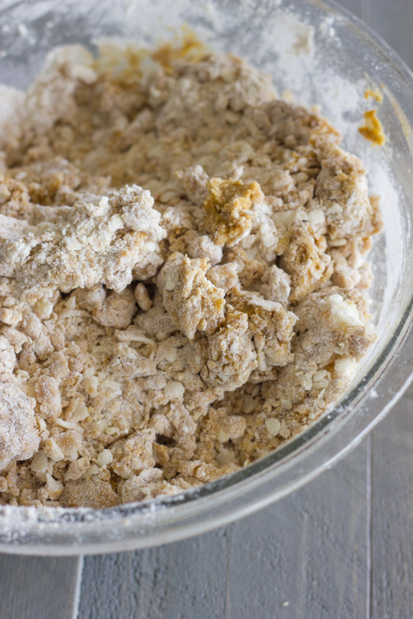 Ingredients for the Gingerbread Oat Scones mixed together in a bowl.  