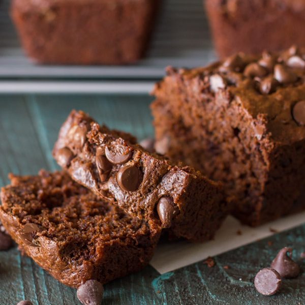 Chocolate Chocolate Chip Greek Yogurt Banana Bread - So amazing what a little cocoa powder and chocolate chips will do to a simple loaf of banana bread!