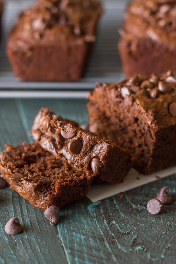 Chocolate Chocolate Chip Greek Yogurt Banana Bread - So amazing what a little cocoa powder and chocolate chips will do to a simple loaf of banana bread!