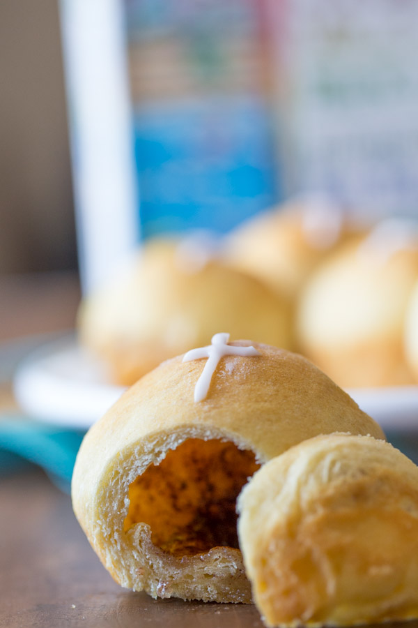 An Empty Tomb Roll broken open to show its hollow center.  