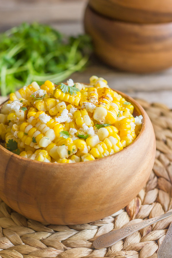 A bowl of Chili Lime Sweet Corn Salad.