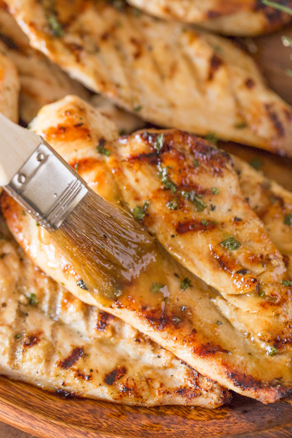 Honey Mustard Grilled Chicken - Perfectly grilled marinated chicken with a sweet, buttery, tangy sauce. Quick and easy!