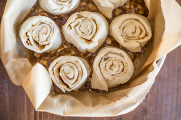 Almond Sticky Buns before they have risen.  