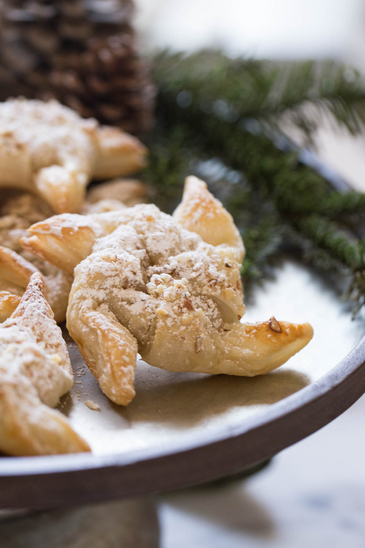 Make Ahead Almond Pinwheels on a serving platter.  