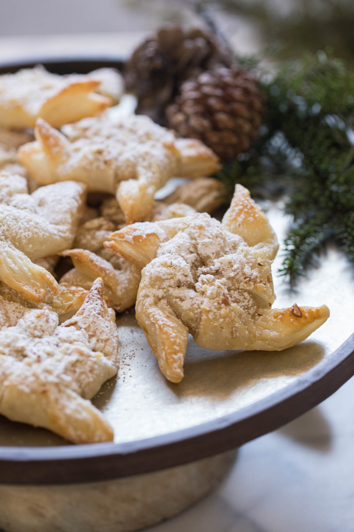Make Ahead Almond Pinwheels on a serving platter.  