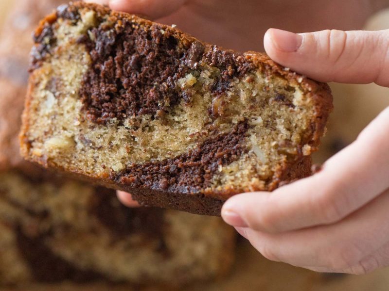 Chocolate and banana are so delicious together, and the texture of this bread with the delicate pieces of sliced almonds is just right!