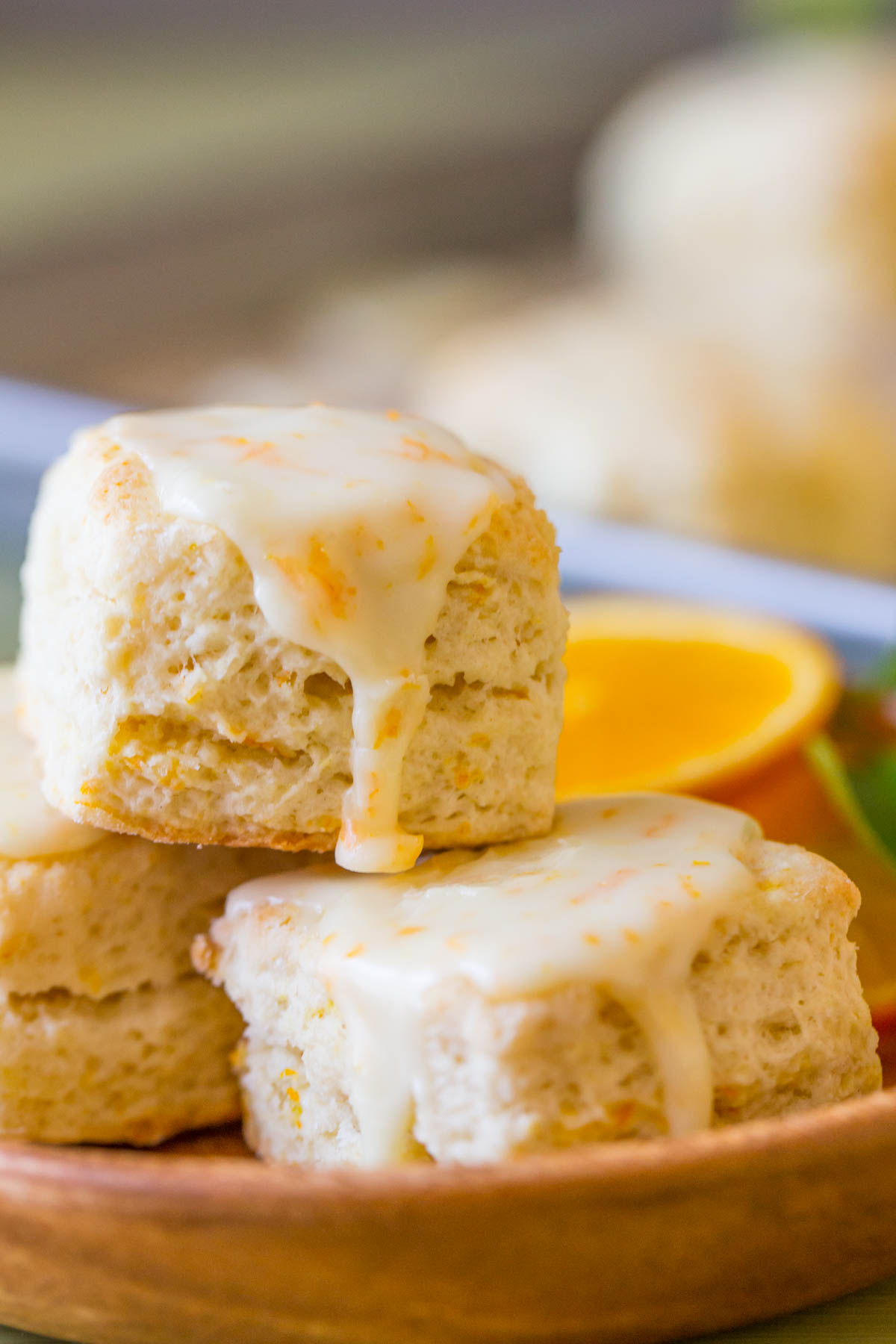 With that sticky sweet orange icing, and almost petit four shape, these Mini Orange Cream Scones really are divine!