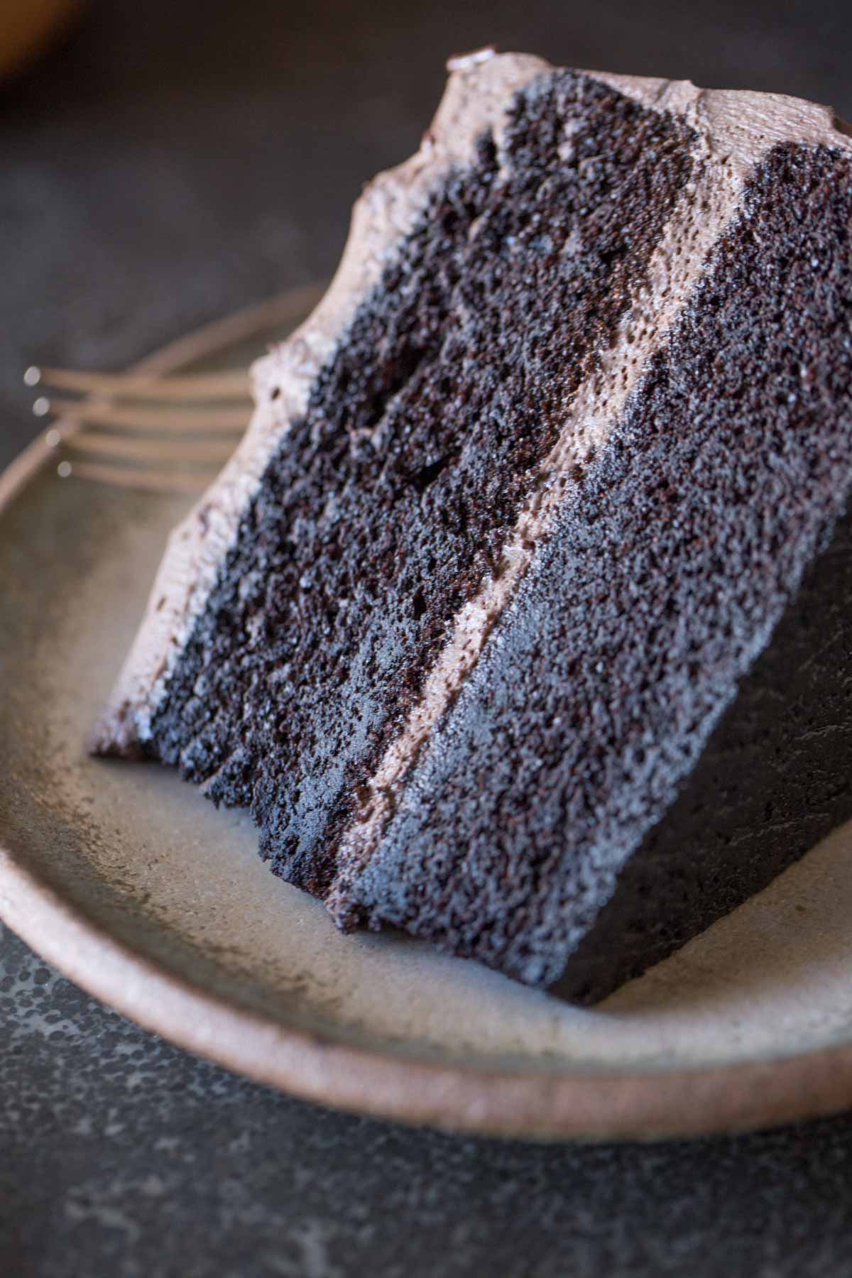 This super moist and decadent Dark Chocolate Cake With Whipped Cream Frosting made a cake lover out of me! Try it and you'll see!