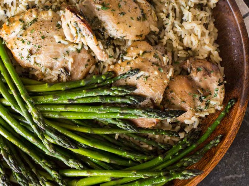 This One Pot Chicken and Rice Dinner cooks all together with minimal prep work, and the result is a delicious, comforting meal!