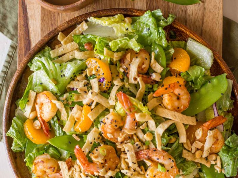 That Spicy Peanut Dressing is everything, and I love the addition of snow peas, peanuts, mandarin oranges, and crispy wonton strips.