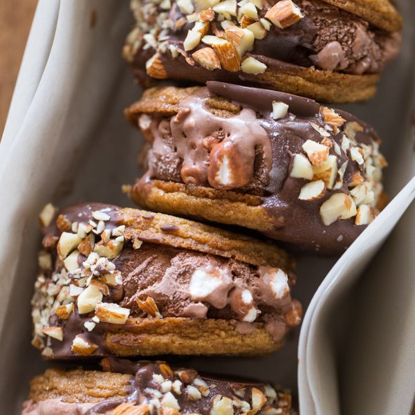 We've got a graham cracker cookie plus Rocky Road Ice Cream, a milk chocolate coating, and some crushed roasted and salted almonds!