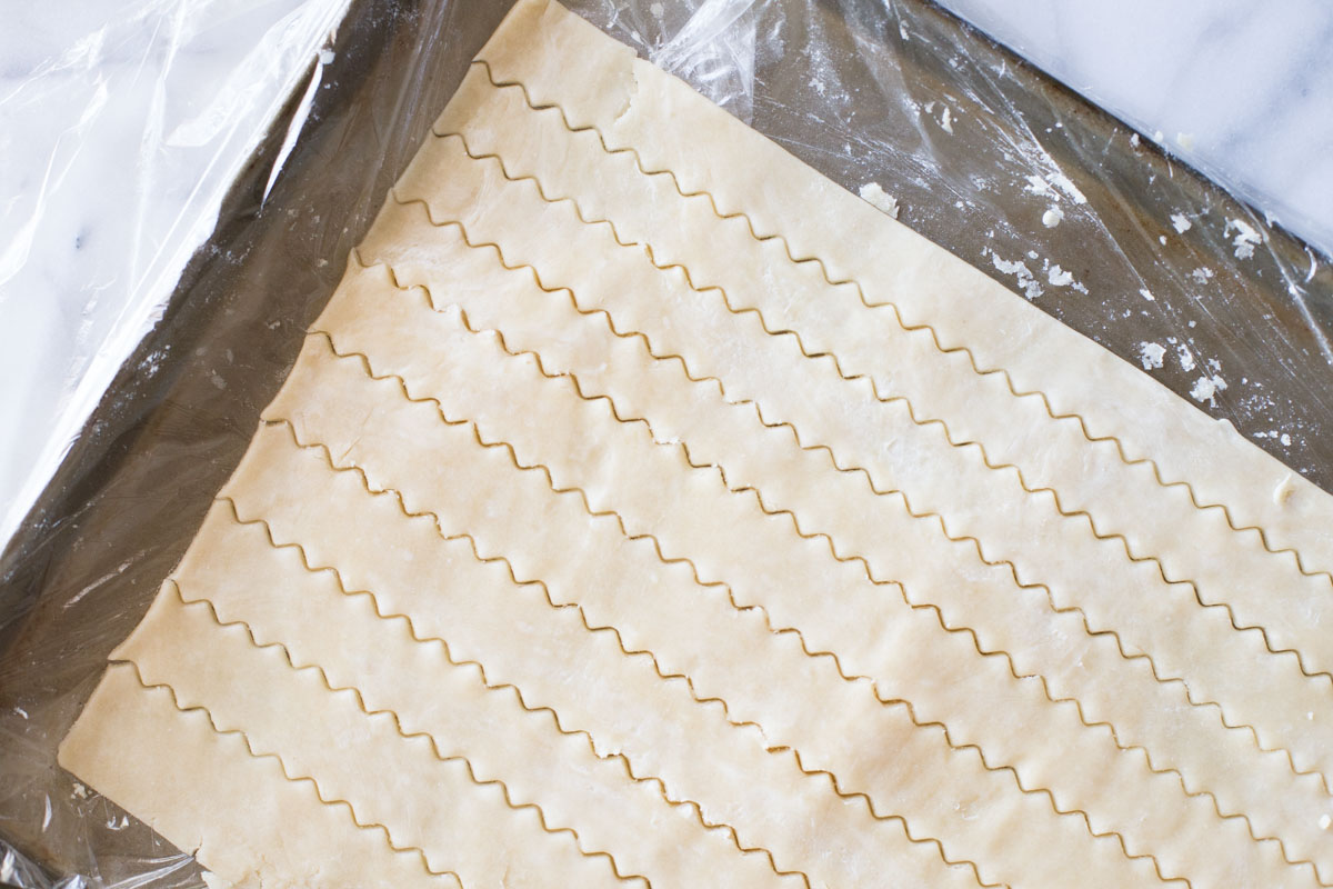 Pie dough cut into strips.