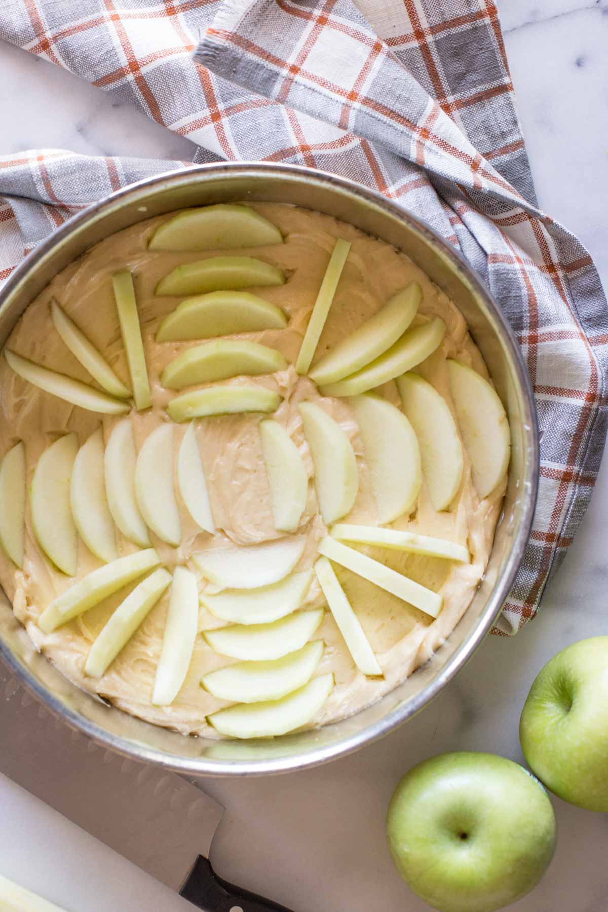 Unbaked top down view of Apple Cider Cake