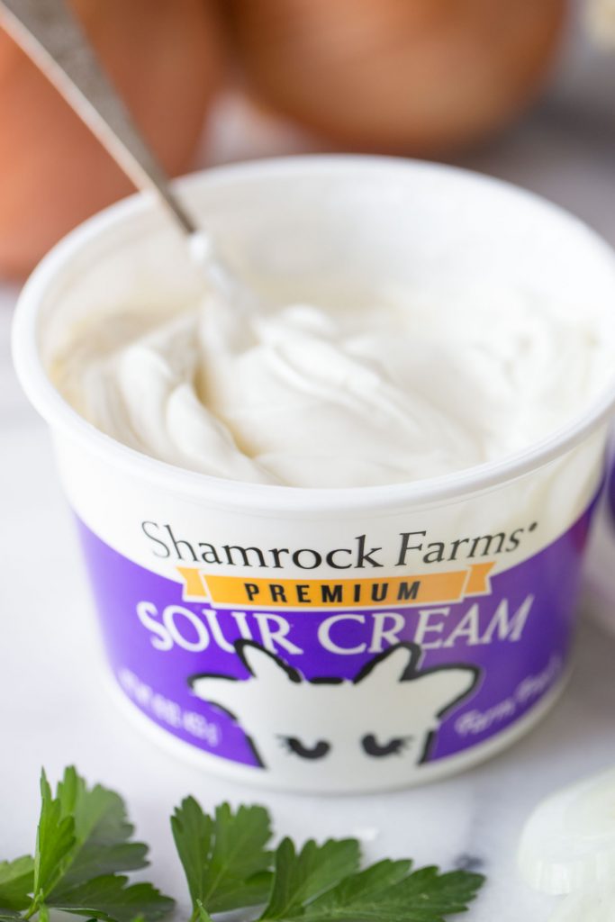 Close up shot of Shamrock Farms Sour cream.