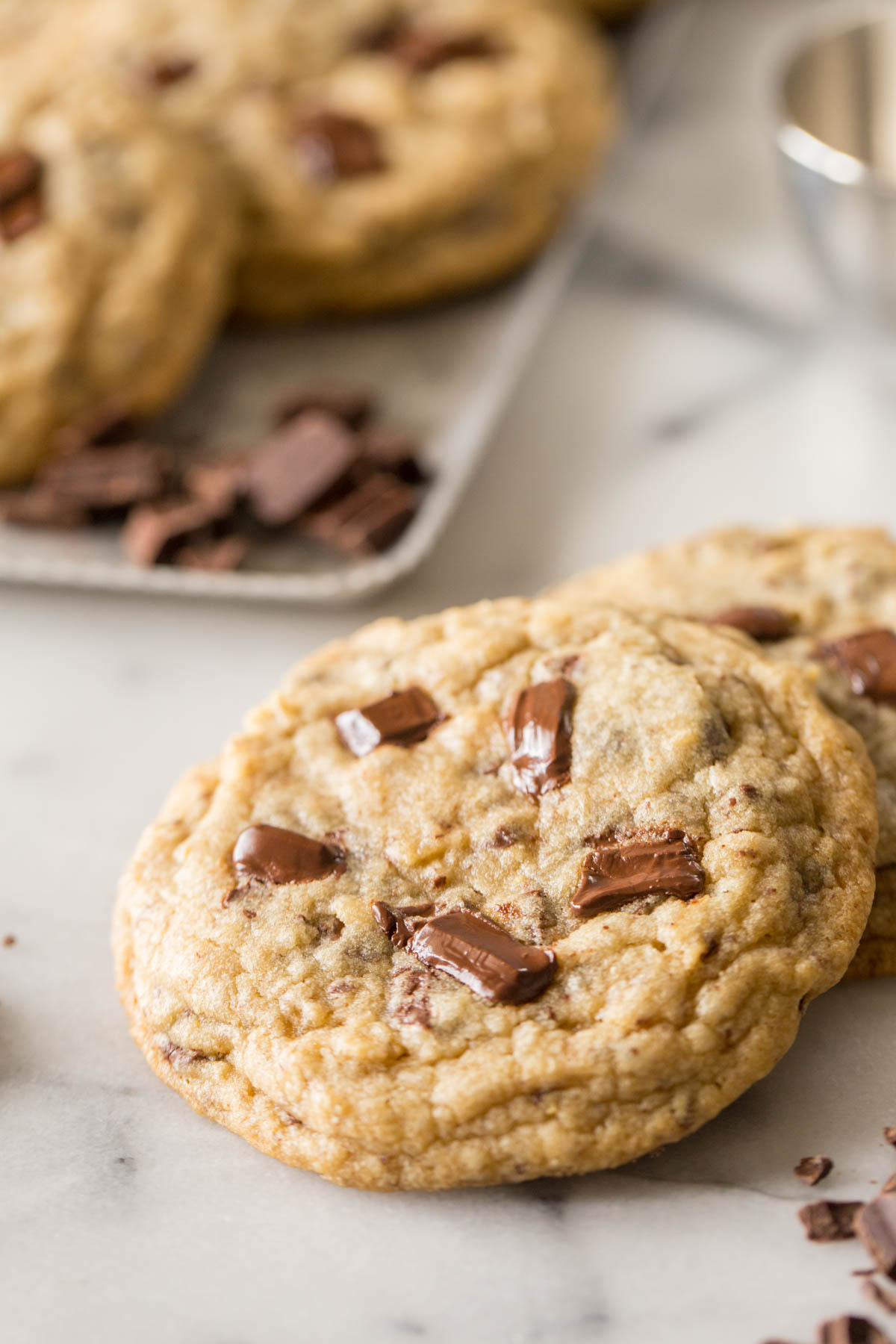 Close up shot of a Perfect Chocolate Chunk Cookie.