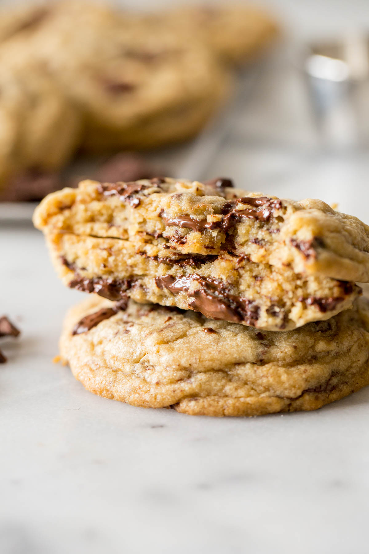Close up shot of the inside of a Perfect Chocolate Chunk Cookie.