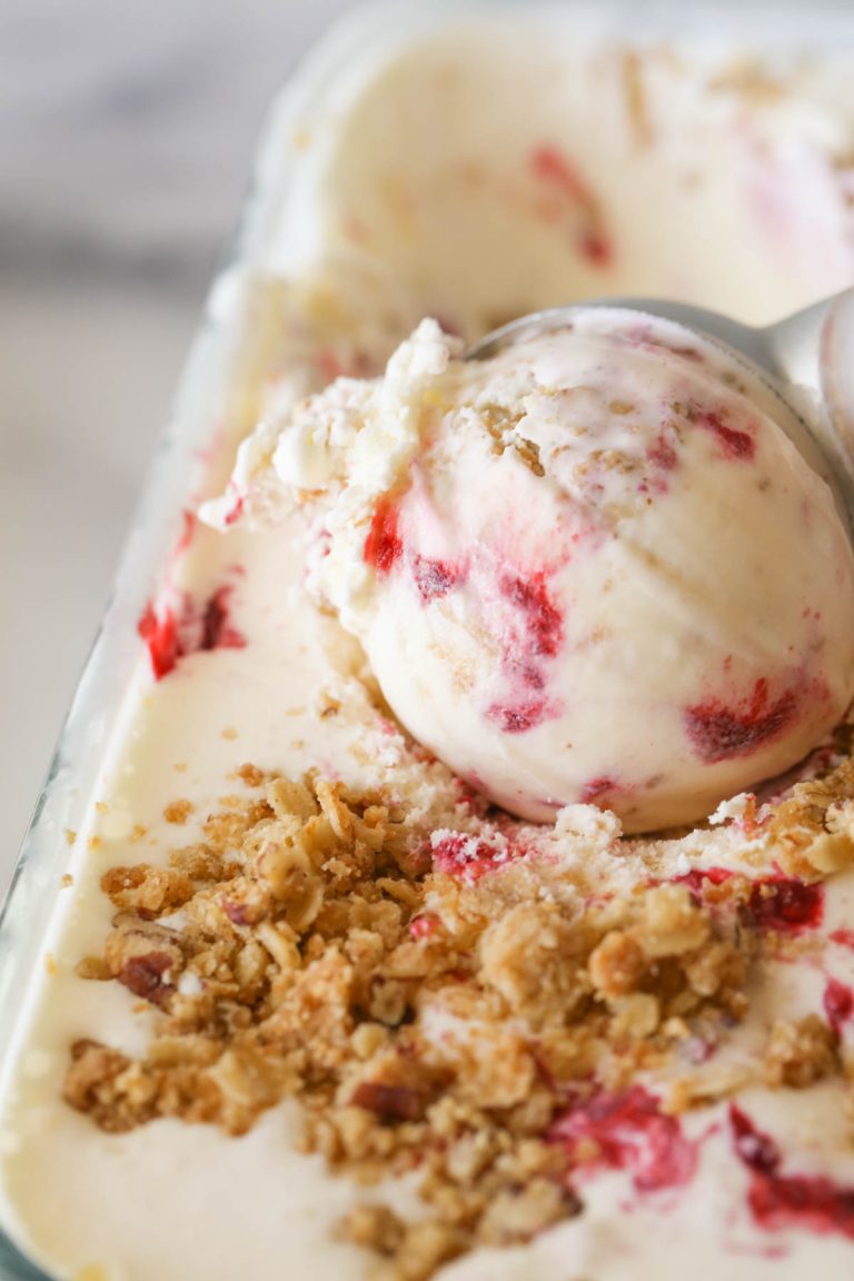 White Chocolate Raspberry Crisp Ice Cream